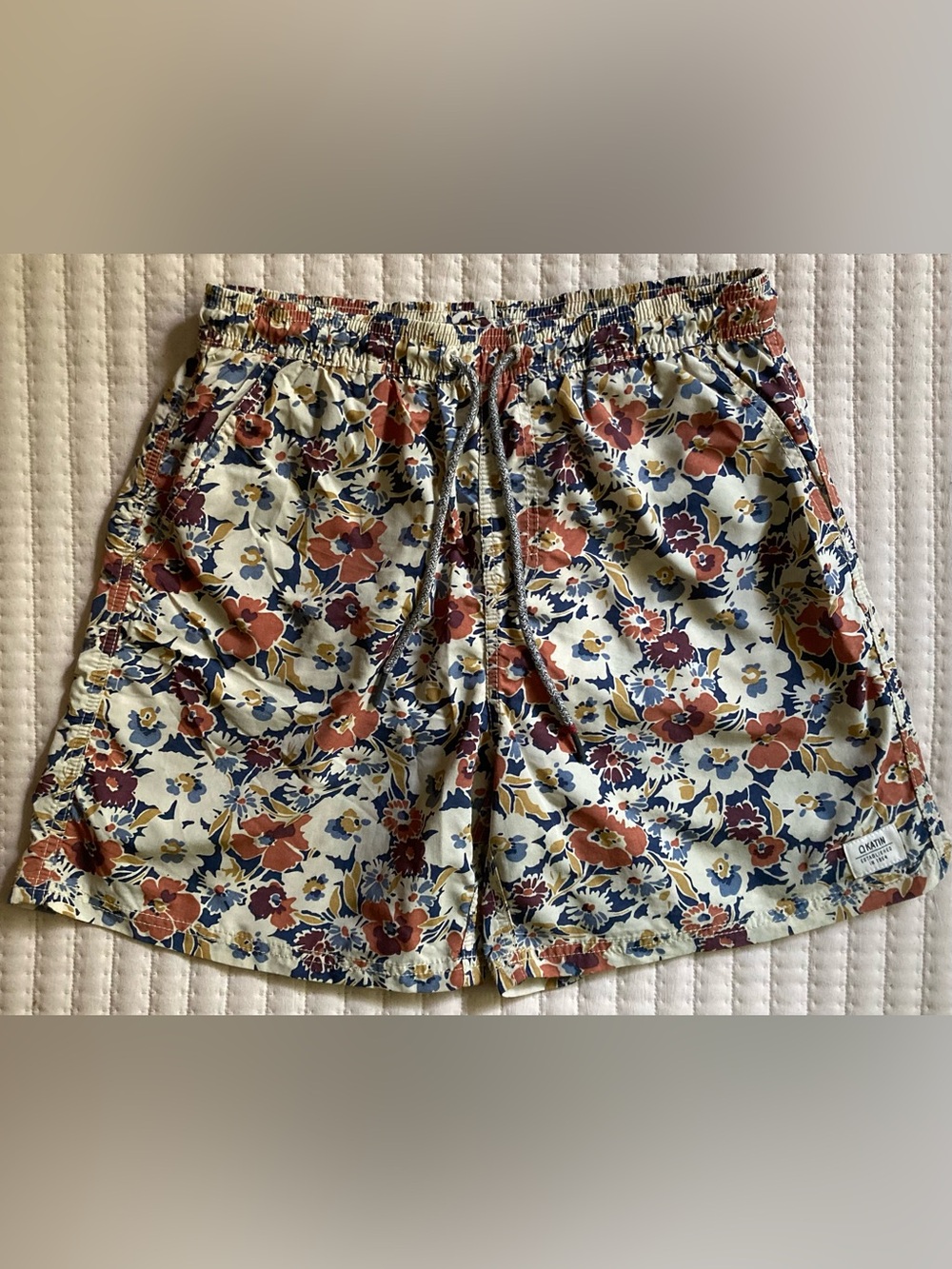 Katin Floral Swim Trunks Men’s Medium 6” Pockets Beach Pool Bathing Suit Retro